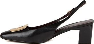 Tory Burch Georgia Slingback 55Mm - Dames - Pumps - Zwart - 37 EU - Leer - Schoenen
