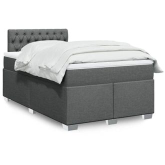 vidaXL Cama Box Spring Con Colch&oacute;n Tela Gris Oscuro 120x190 Cm