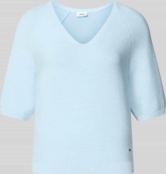 s.Oliver Red Label Regular Fit Strickpullover aus Baumwoll-Mix in Hellblau, Gr&ouml;&szlig;e 36