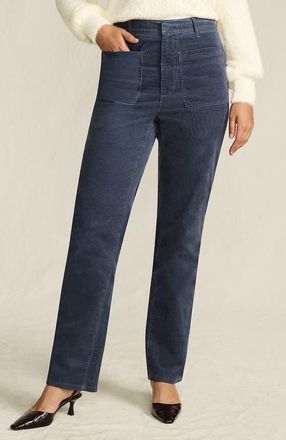 Lands End Corduroy High Rise Rail Straight Leg Pants in Dusty Indigo at Nordstrom, Size 10L