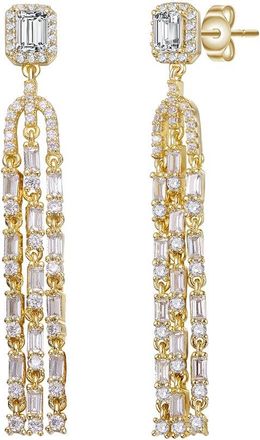 Genevive 14K Over Silver Cz Statement Earrings