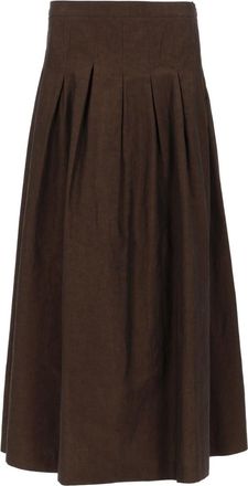 Pantaloni Torino Mirna Cotton Linen Pleated Midi Skirt