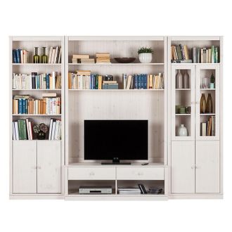 Maison Belfort home24 Maison Belfort Wohnwand Lillehammer III Massivholz Kiefer Weiß Landhaus 288x219x45 cm (BxHxT) 3-teilig