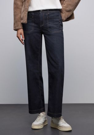 Street One Weite Jeans STREET ONE, Damen, Gr. 31, L&auml;nge 30, rinsed wash, Denim/Jeans, Obermaterial: 72% Baumwolle, 27% Polyester (REPREVE), 1% Elasthan, unifarbe