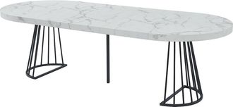 Vente-Unique Mesa de comedor extensible de 2 a 12 cubiertos de MDF y acero - Efecto m&aacute;rmol blanco y negro - FIRELA