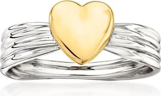 Ross-Simons 14kt Yellow Gold and Sterling Silver Puffed Heart Ring