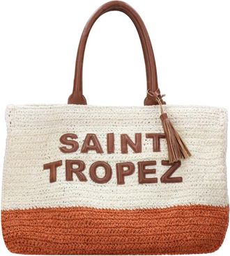 De Siena shoes Raffia Tassen met Leren Handvatten - Dames - Shoppers - Veelkleurig - ONE Size - Tassen