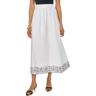 Vince Camuto Stencil Print A-Line Cotton Skirt in Rich Black at Nordstrom, Size 00