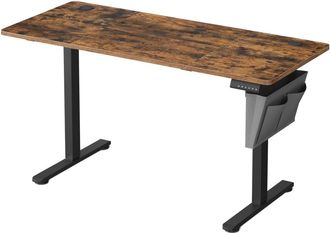 Songmics Escritorio el&eacute;ctrico ajustable de 140 cm de color marr&oacute;n y negro
