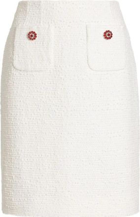 Dolce & Gabbana Rechte Rok in Rachel Tweed met Juweelknopen - Dames - Korte rokken - Wit - M - Tweed - Rokken
