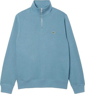 Lacoste Heren Interlock Sweatshirt met Kwart Ritssluiting (Blauw)