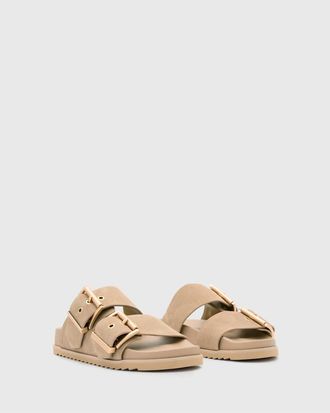 AllSaints Sian - Sandali color sabbia in pelle-Marrone