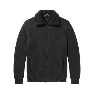 Tom Ford Kasjmier vest met schapenvachtkraag - Heren - Truien - Zwart - Maat: L Kasjmier