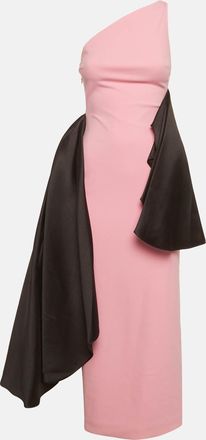 Solace London Pink Stretch Crepe Draped Calla Maxi Dress