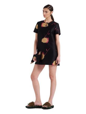 La DoubleJ Mini Swing Dress Derby Jacquard Black at Nordstrom, Size X-Small
