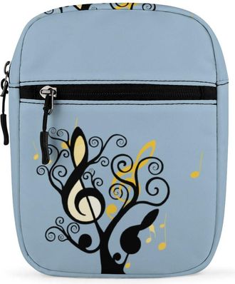 Generic Musical Tree Notes Crossbody Bag Adjustable Satchel Cute Shoulder Bag Lightweight Sling Bags