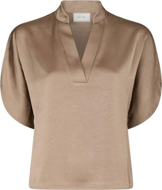 Neo Noir Blusa de Sat&eacute;n Pesado - Blouses & Shirts - Mujer - Marr&oacute;n - XL