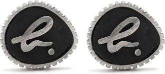 agnès b. logo earring - men - Metal (Other)/silver - One Size - Black