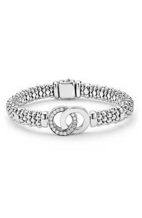 Lagos Signature Caviar Interlocking Diamond Bracelet in Silver at Nordstrom, Size 7.5
