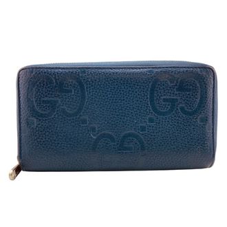 Gucci Navy Leather Long Wallet (Bi-Fold) (Pre-Owned)