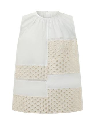 Marni White Embroidered Round Neck Top
