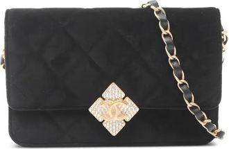 Chanel 2020s rhinestone chain shoulder bag - Black