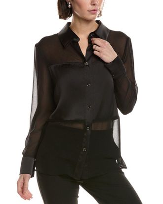 Carla Ruiz Sheer Satin Panel Blouse