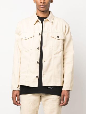 Off-white Mens Vars Hammer Shirt - Ivory Cotton - Size Medium