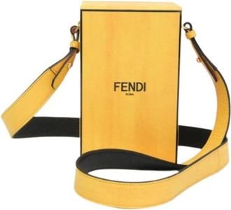 Fendi Pre-owned Cross Body Bags, female, Yellow, Size: ONE SIZE Pre-owned Leather Cross Body Bag