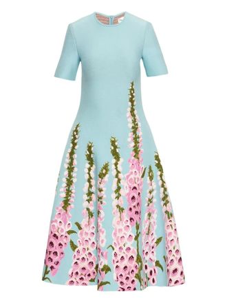 Oscar De La Renta Foxglove jacquard dress - Blue