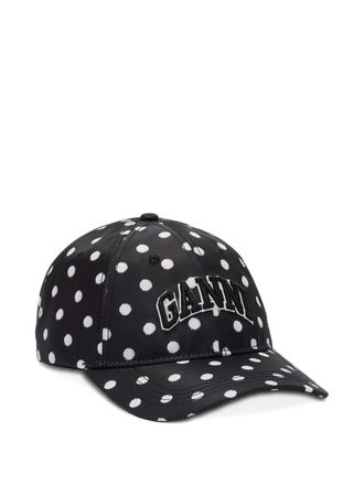 Ganni polka-dot baseball cap - women - Fabric - One Size - Black