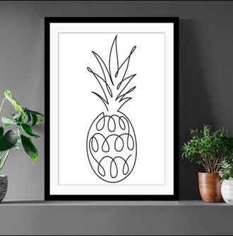 Queence Bild »Juliane« Abstrakt Ananas Kunst Obst Schwarz-Weiss