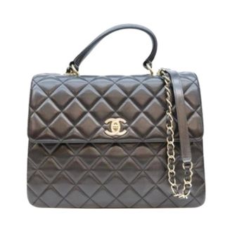 Chanel Pre-owned Leather chanel-bags - Dames - Pre-owned - Zwart - Maat: ONE Size Leer