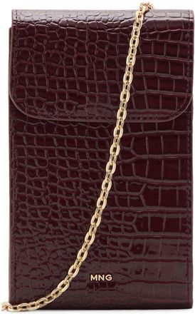 Mango Croc Embossed Faux Leather Phone Crossbody Bag in Burgundy at Nordstrom