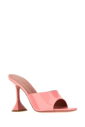 Amina Muaddi Womens Pink Leather Lupita Mules Peach Sandali Sandal