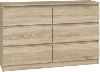 OEM C&oacute;moda Moderna Sonoma De Roble De 120 Cm - 6 Cajones, Sin Tiradores, Minimalista, De Alta Calidad