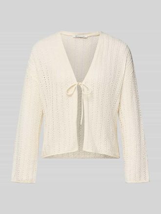 Tom Tailor Denim Regular Fit Strickjacke mit Lochstrickmuster in Offwhite, Gr&ouml;&szlig;e XS