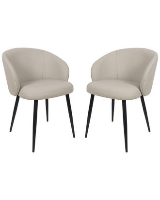 Manhattan Comfort Set Of 2 Looma Metal Vegan Leather Side Chairs
