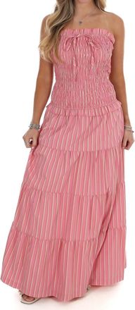 Bailey Rose Sunthread Striped Smocked Maxi Dress In Strawberry