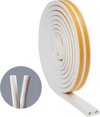 OEM Burlete Autoadhesivo De Caucho, Tipo D (10 M) Para Puertas Y Ventanas, Impermeable, Anticolisi&oacute;n (blanco)