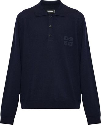 Dsquared2 Polo in lana a maniche lunghe - - Tops - Uomo - Blu - M