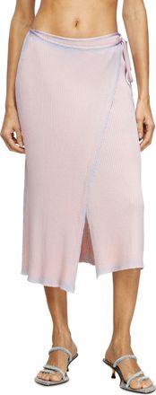 Diesel Wrap skirt in double-dyed rib-knit - Skirts - Woman - Pink