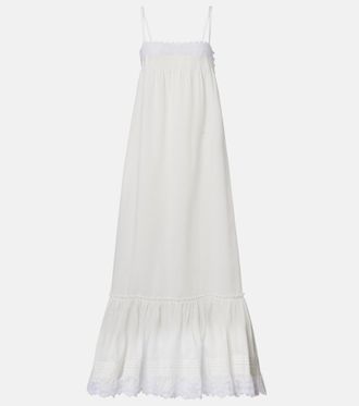 Saint Laurent Embroidered cotton poplin maxi dress