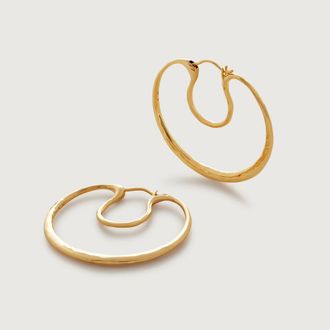 Monica Vinader Gold Flow Medium Hoop Earrings