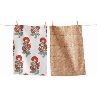 Tag Phool Block Print Kitchen Towel Set of Two Multicolor Cotton in Multicolored at Nordstrom