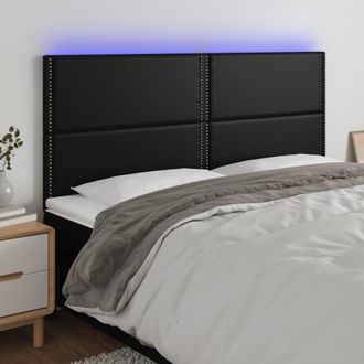 vidaXL Cabecero Con Luces Led Cuero Sint&eacute;tico Negro 180x5x118/128 Cm Vidaxl