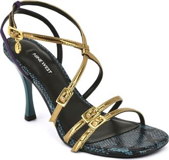 Nine West Lavva Buckle Ankle Strap Sandal in Gold at Nordstrom, Size 5.5