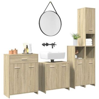 vidaXL Vidaxl - Juego De Muebles De Ba&ntilde;o 4 Pzas Contrachapada Roble Sonoma