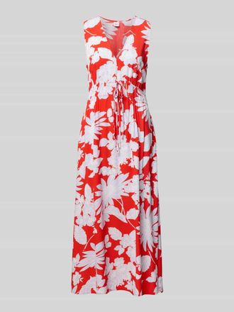 GAP Maxikleid aus reiner Viskose mit V-Ausschnitt in Rot, Gr&ouml;&szlig;e XS