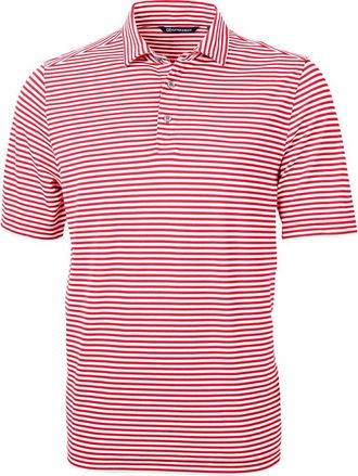 Cutter & Buck Virtue Piqué Stripe Recycled Blend Polo in Red at Nordstrom, Size Xxx-Large